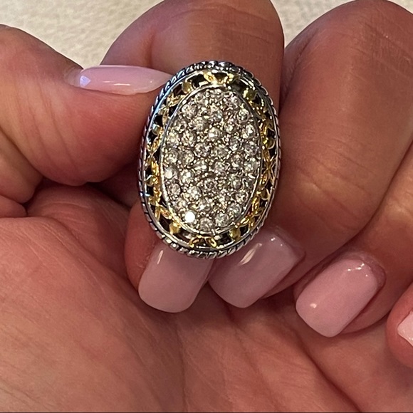 NWOT’S ❤️‍🔥 Vintage* Silver/Gold Bling Ring-7 1/4 - Picture 2 of 6